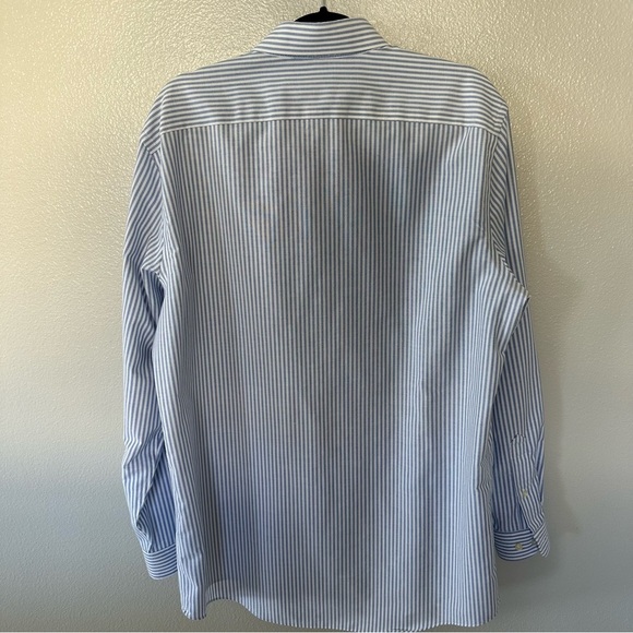 Stafford Wrinklefree Unisex Blue/White Oversized Oxford Buttondown, XL - Picture 4 of 9